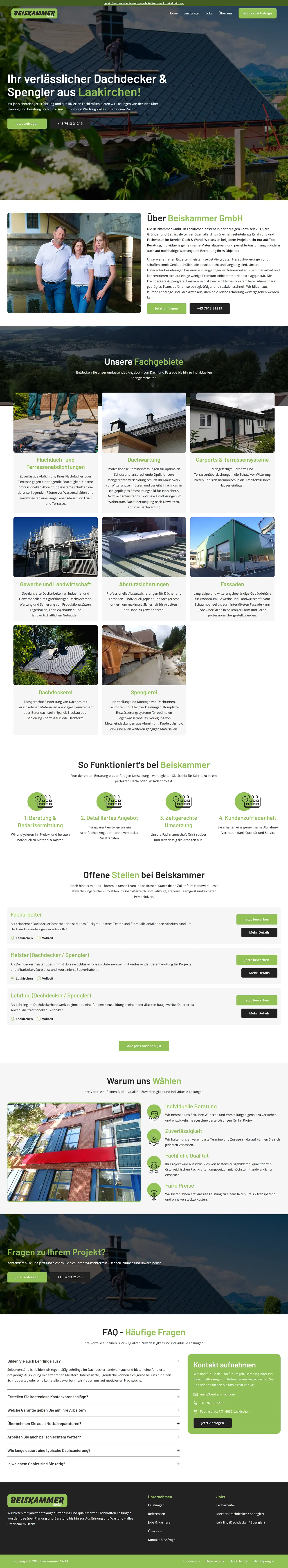 Die komplette Startseite von Beiskammer am Stück