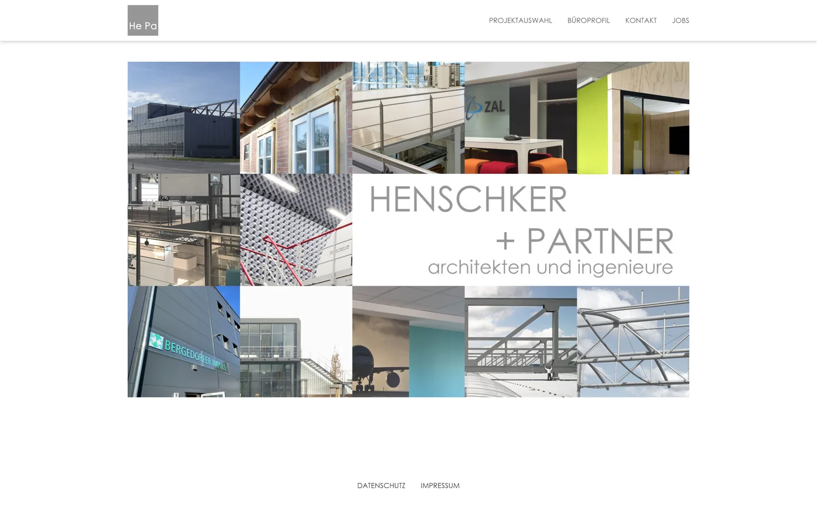Die Startseite von Henschker + Partner – ruhiger, ganzseitiger Auftritt